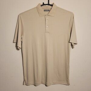 Daniel Cremieux Men's Large Polo Shirt Short Sleeve Beige 100% Cotton